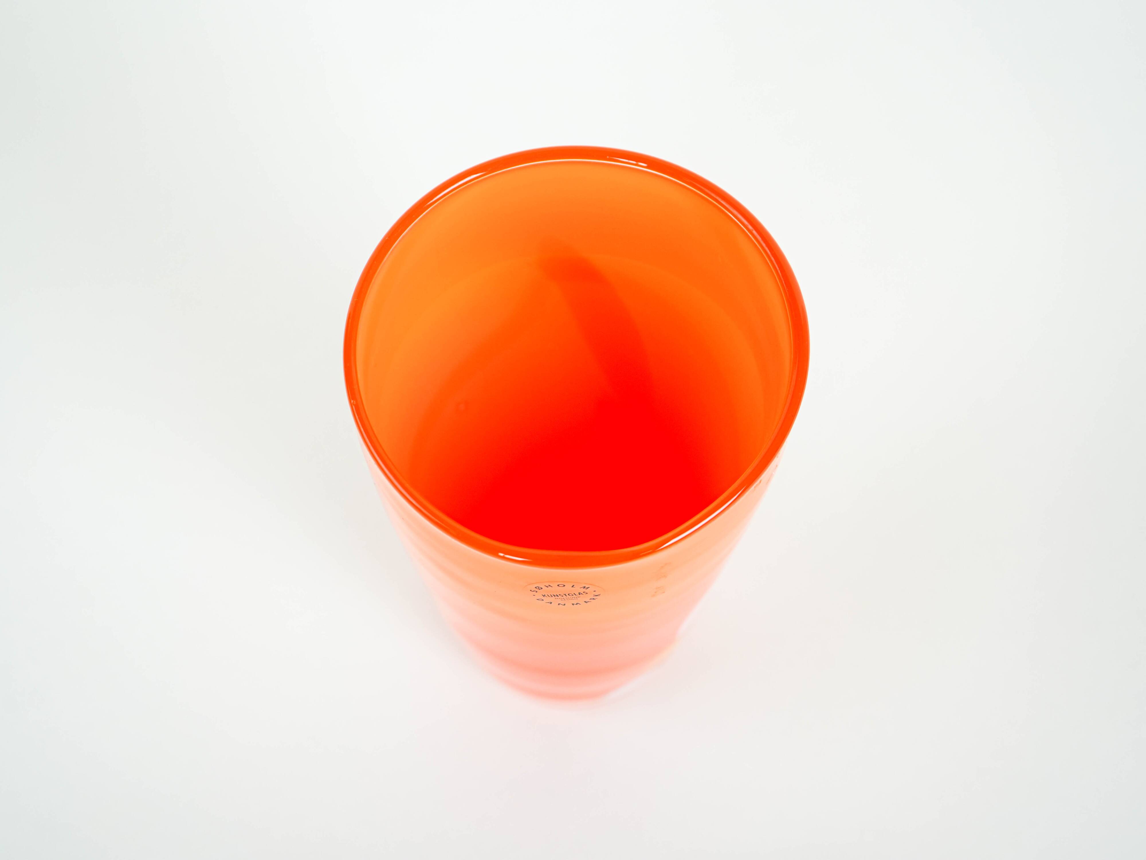Orange glass vase, Danish design, 1960s, manufactured by Søholm