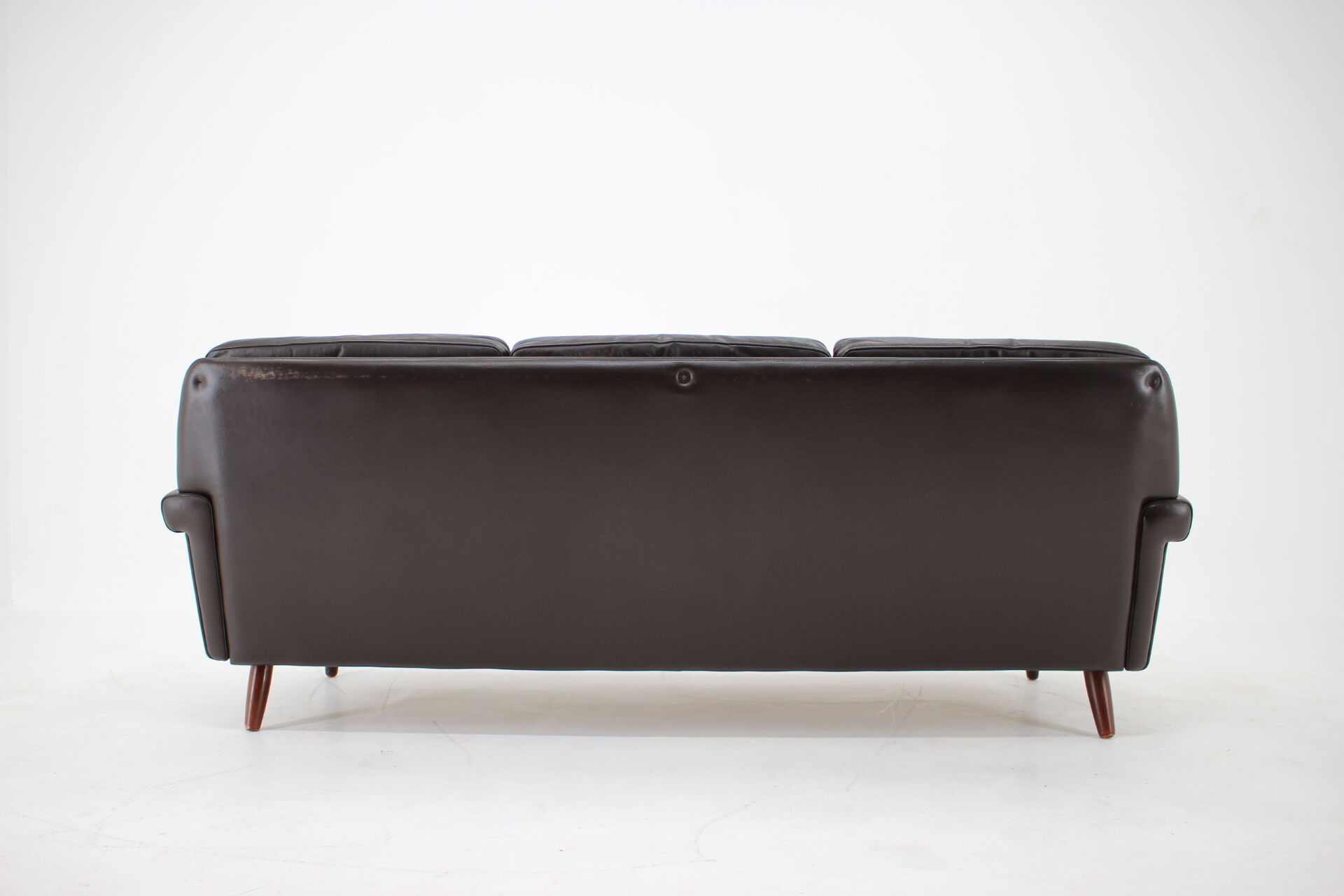 1970s Danish 3-seater sofa in dark brown leather