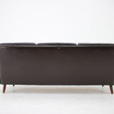 1970s Danish 3-seater sofa in dark brown leather