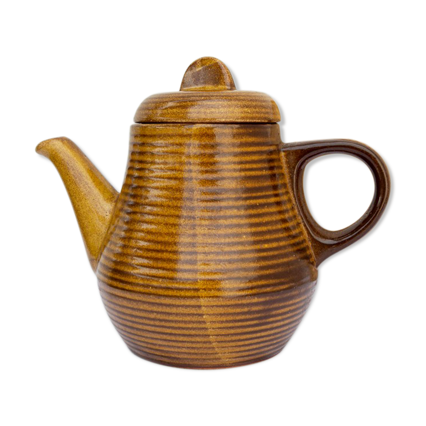 Striped stoneware teapot
