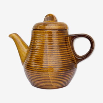 Striped stoneware teapot