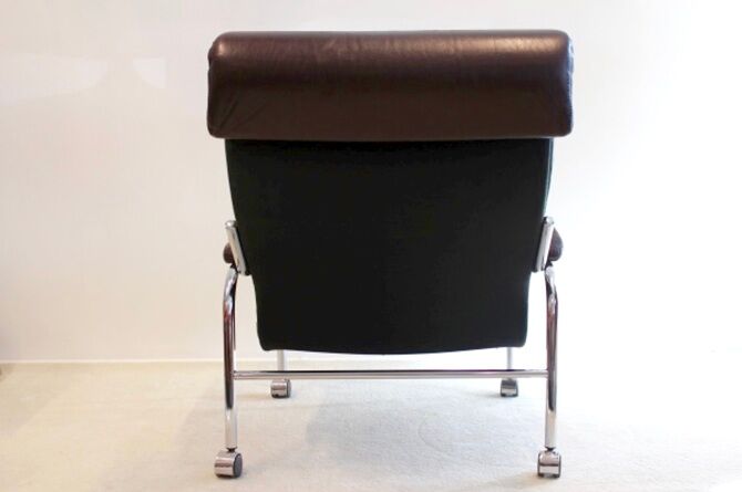 Leather armchair with footstool Noboru Nakamura Bore