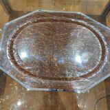 Large smoked lucite tray surrounded by chrome metal, 1970s