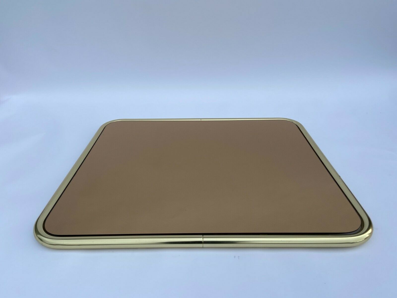 Mirror 1980 brass entourage dore modernist glass smokes 91x76cm