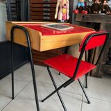 Vintage red children's desk and chair set