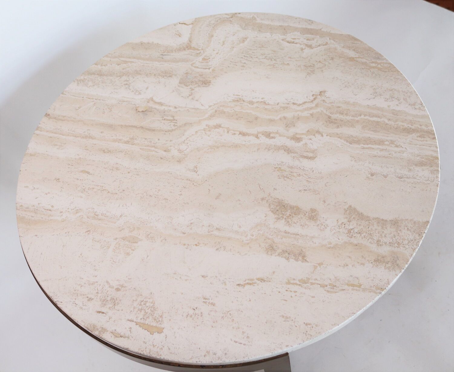 Italian mid-century brass and travertine marble coffee table, 1970