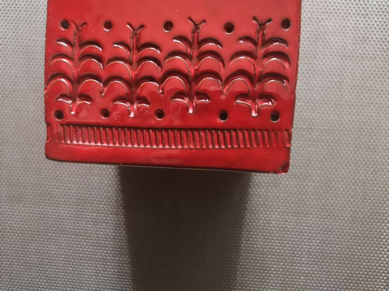 Red glazed ceramic vase - Aldo Londi for Bitossi - 1960s