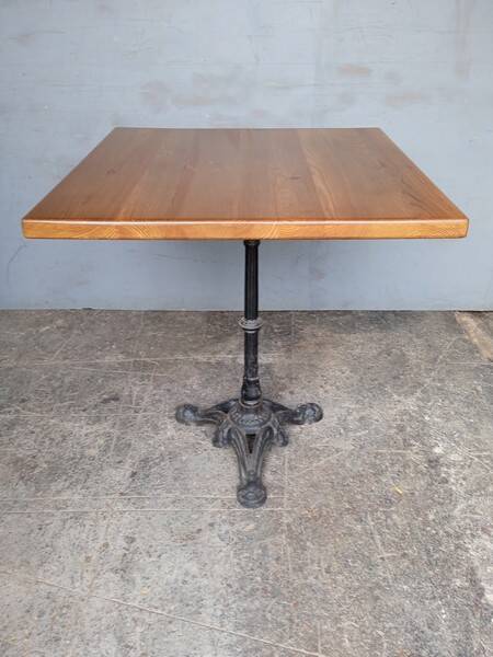 Bistro table 70/70cm solid wood top pedestal table