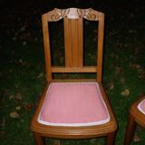 Pair of art-deco chairs, pink seated wood