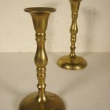 Pair of brass candle holders