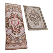 Set of 2 vintage handmade Turkish rugs 51x66 cm