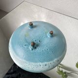 Plat assiette émaillée bleue tripode