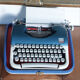 Functional blue typewriter