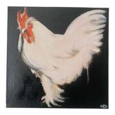 Rooster portrait in oil on canvas