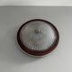 Flush mount in glass crystal and mahogany wood base, 1960s, Switzerland