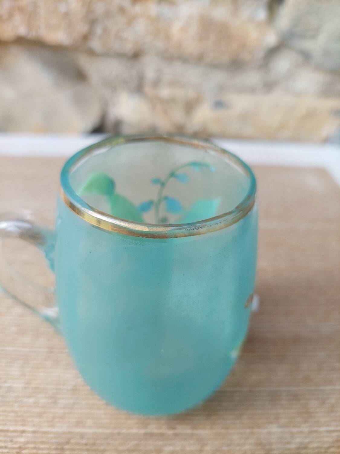 Enamelled glass mug/cup