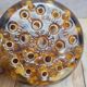 Art Deco Davidson "Cloud Glass" amber centrepiece bowl – vintage English flower holder
