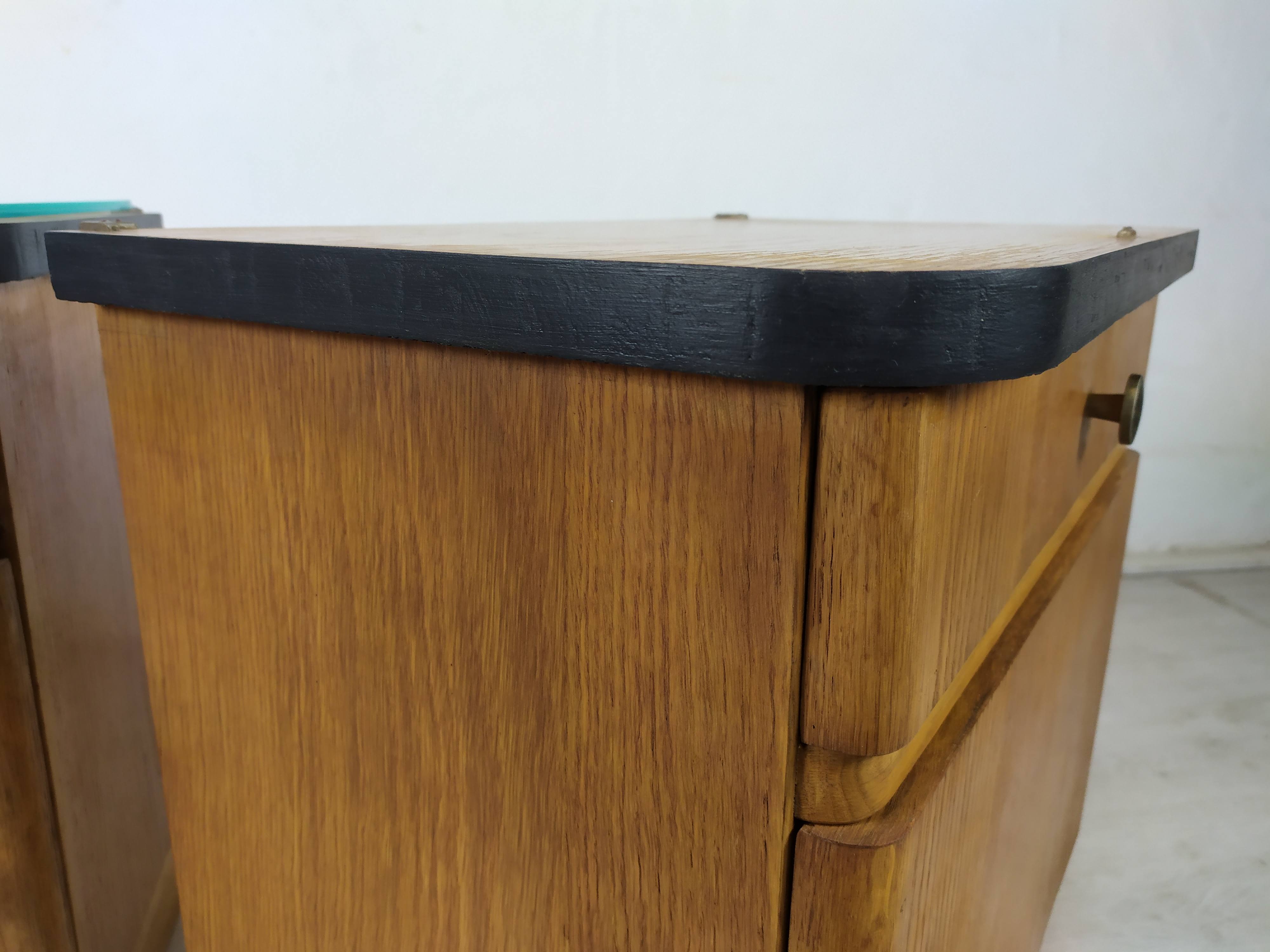 Pair of vintage oak bedside tables
