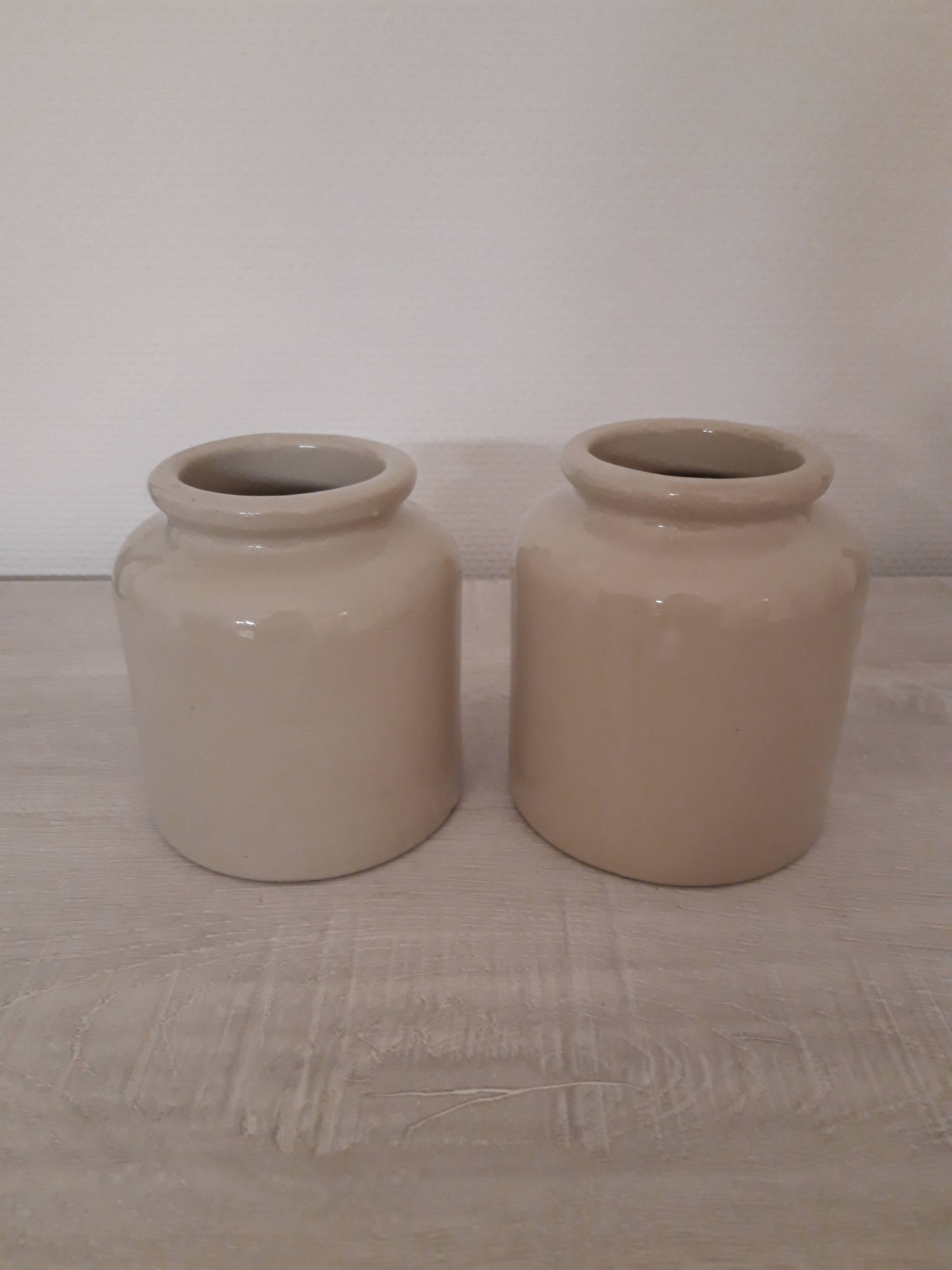 Lot de 2 pots en grès émaillé