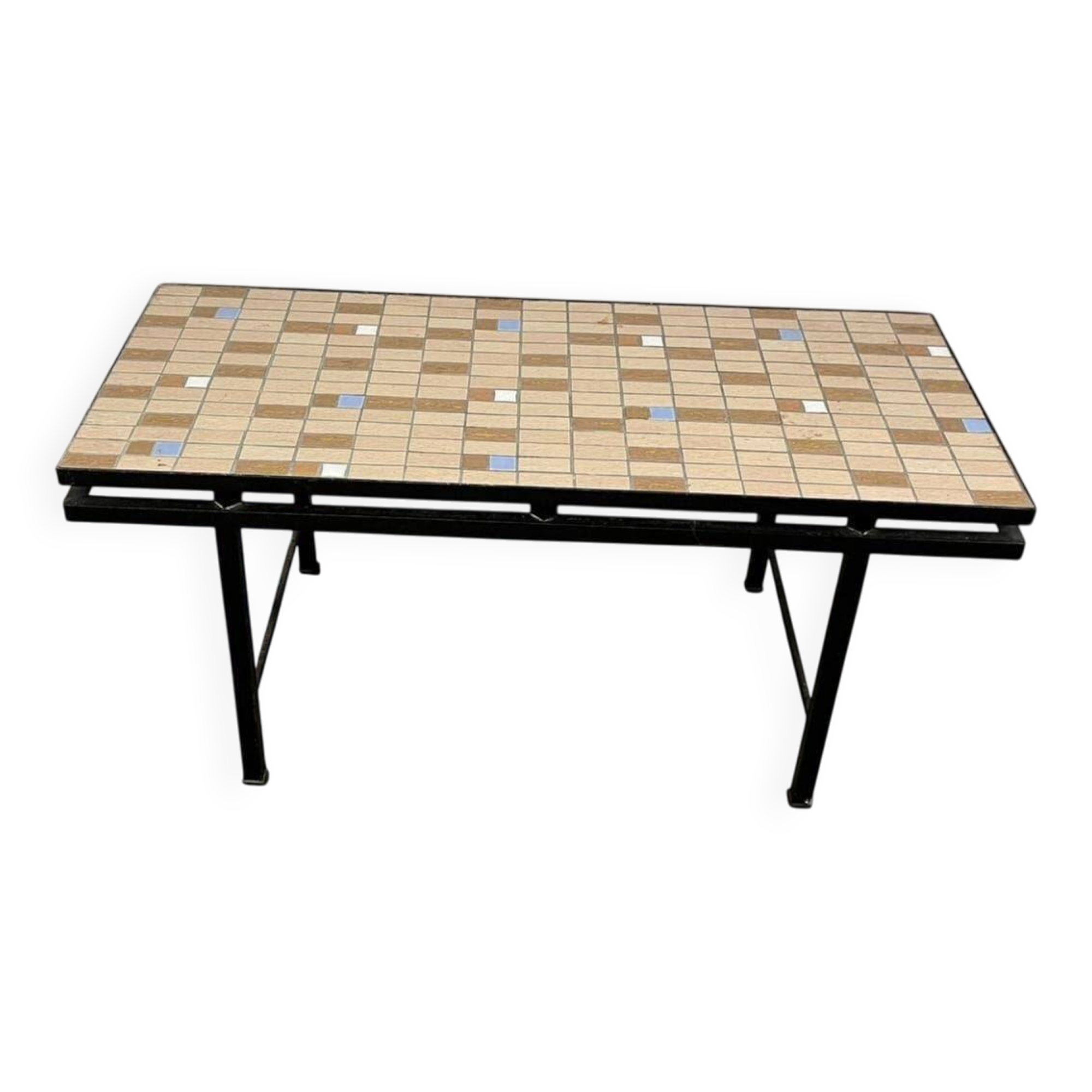 Table d'appoint vintage en mosaïque de céramique / table basse