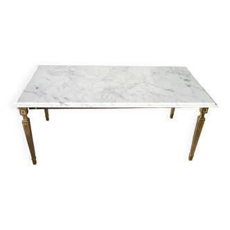 Carrara marble and bronze coffee table, neoclassical 1970, Italy