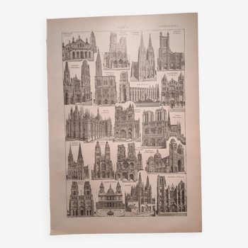 Lithograph on cathedrals from 1922