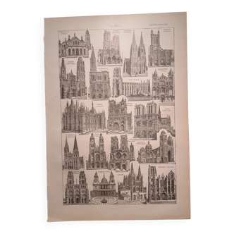 Lithographie sur les cathédrales de 1922