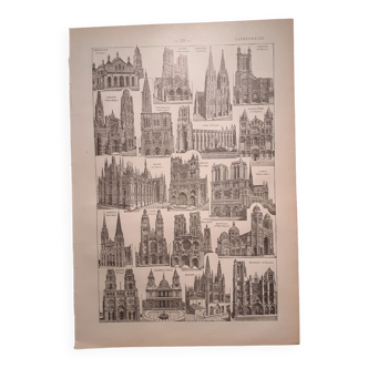Lithograph on cathedrals from 1922