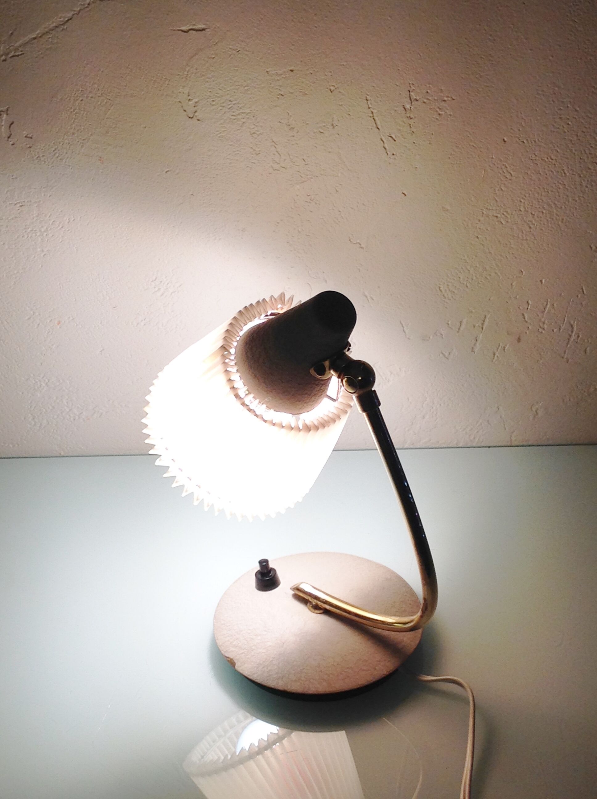 Bedside lamp with pleated day blinds, vintage 60
