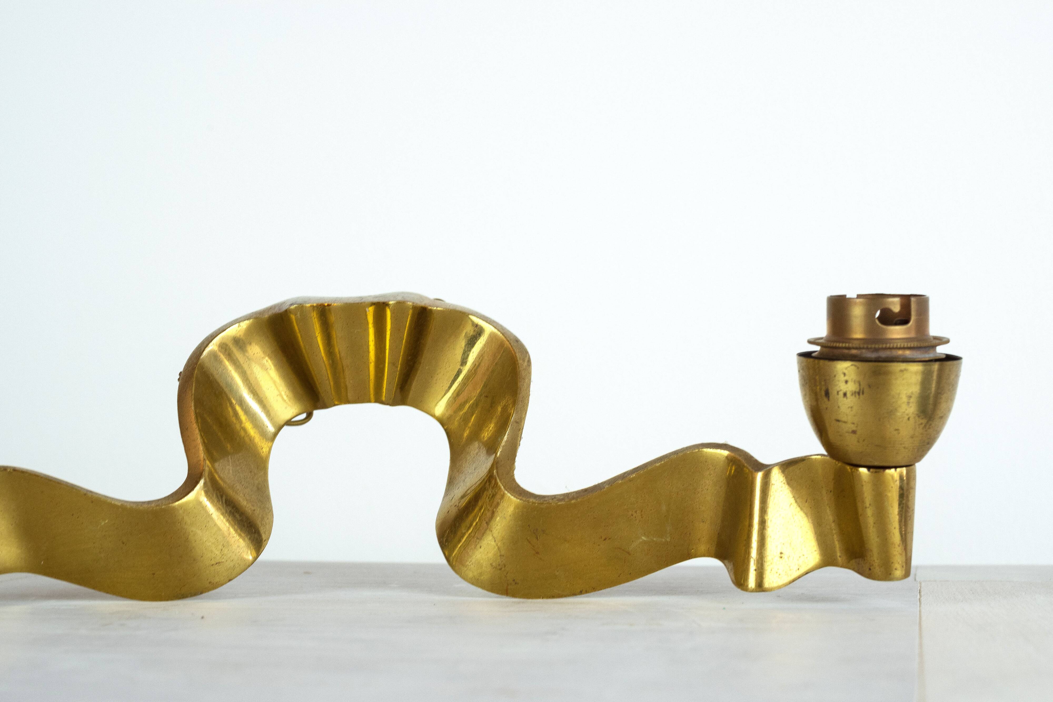 Pair of gilded bronze wall lamps, France, 1940