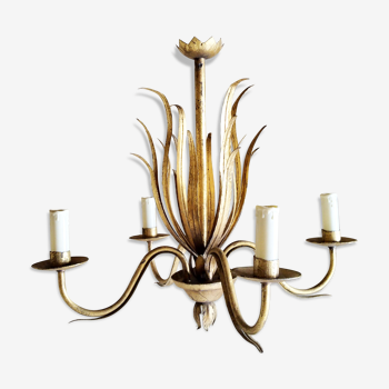 Golden iron leaves chandelier