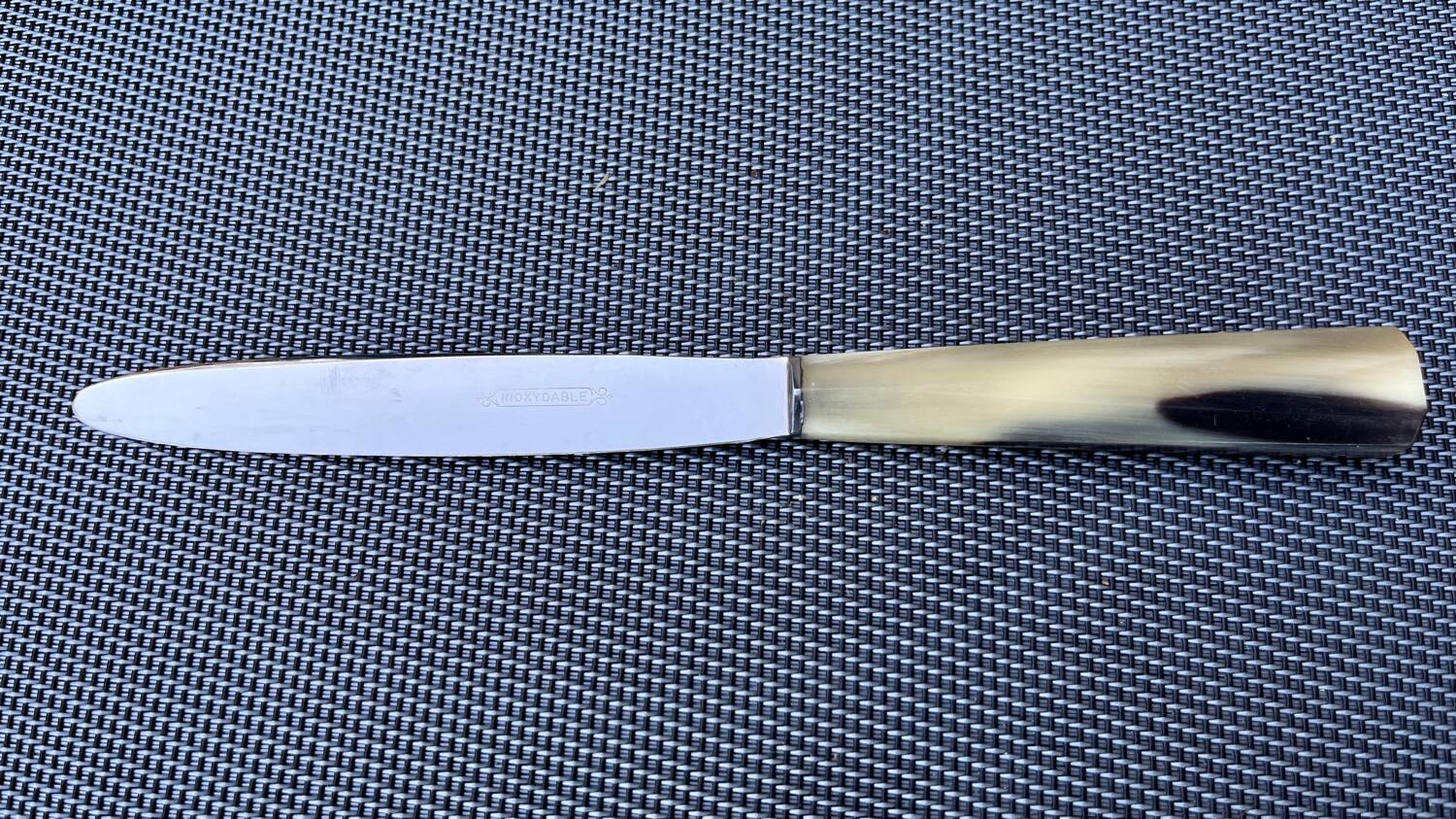 Box of 12 table knives and 12 vintage cheese knives