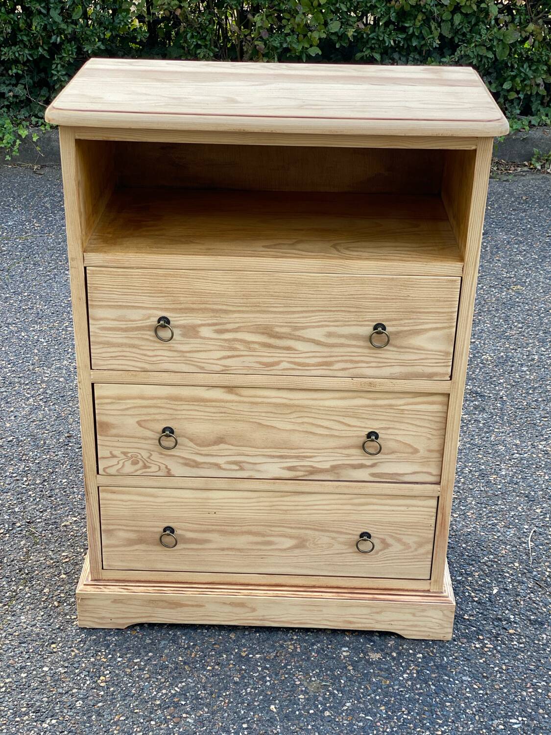 Louis Philippe chest of drawers with 3 drawers renovated in raw solid wood