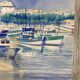 Aquarelle Marine Vintage Port de Saint-Jean-de-Luz