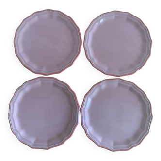 Assiettes a dessert rose faïence de Salins