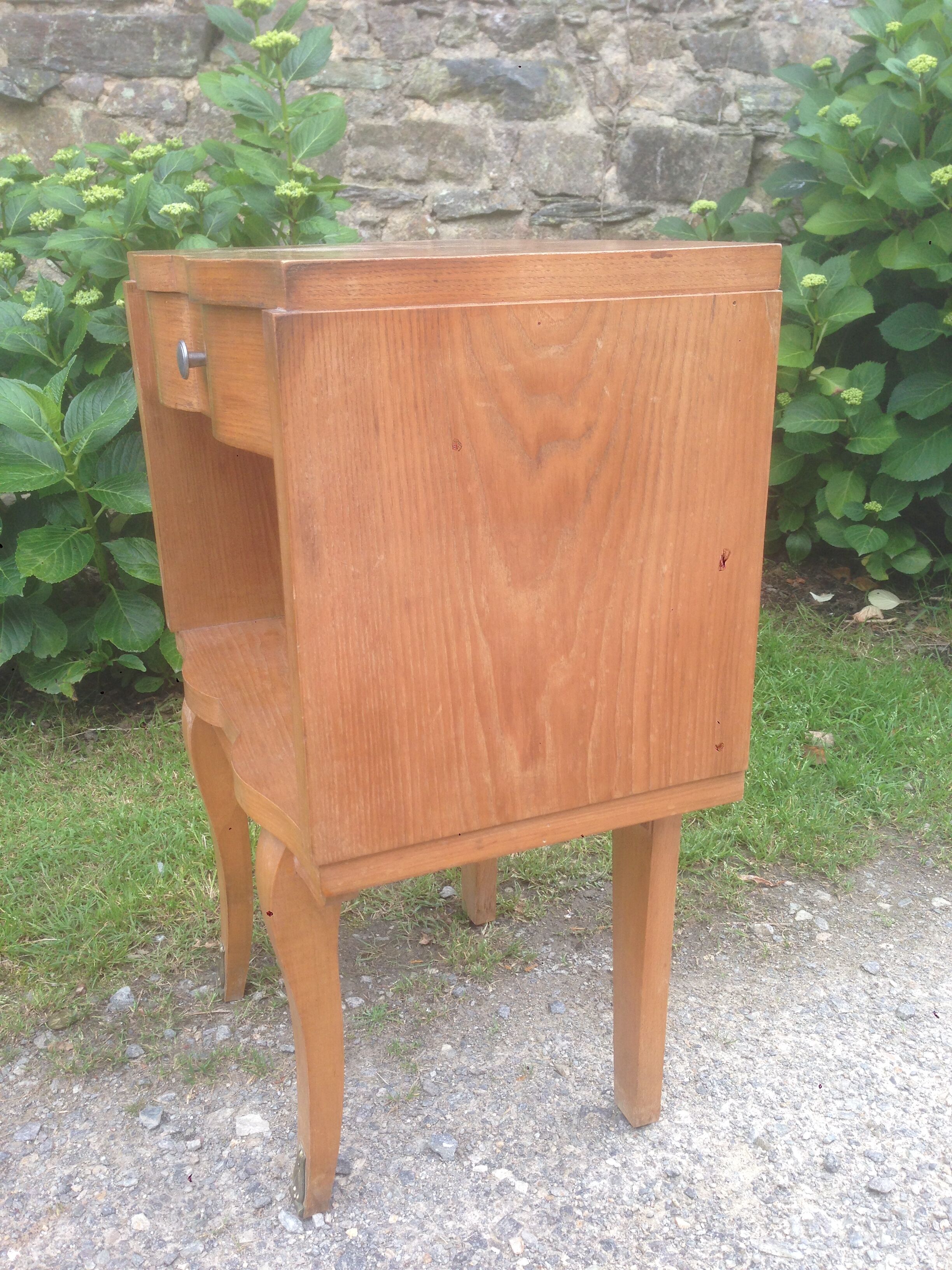 Vintage bedside table plated light oak.