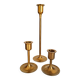 Bougeoirs vintage en laiton en forme de tulipe - lot de 3