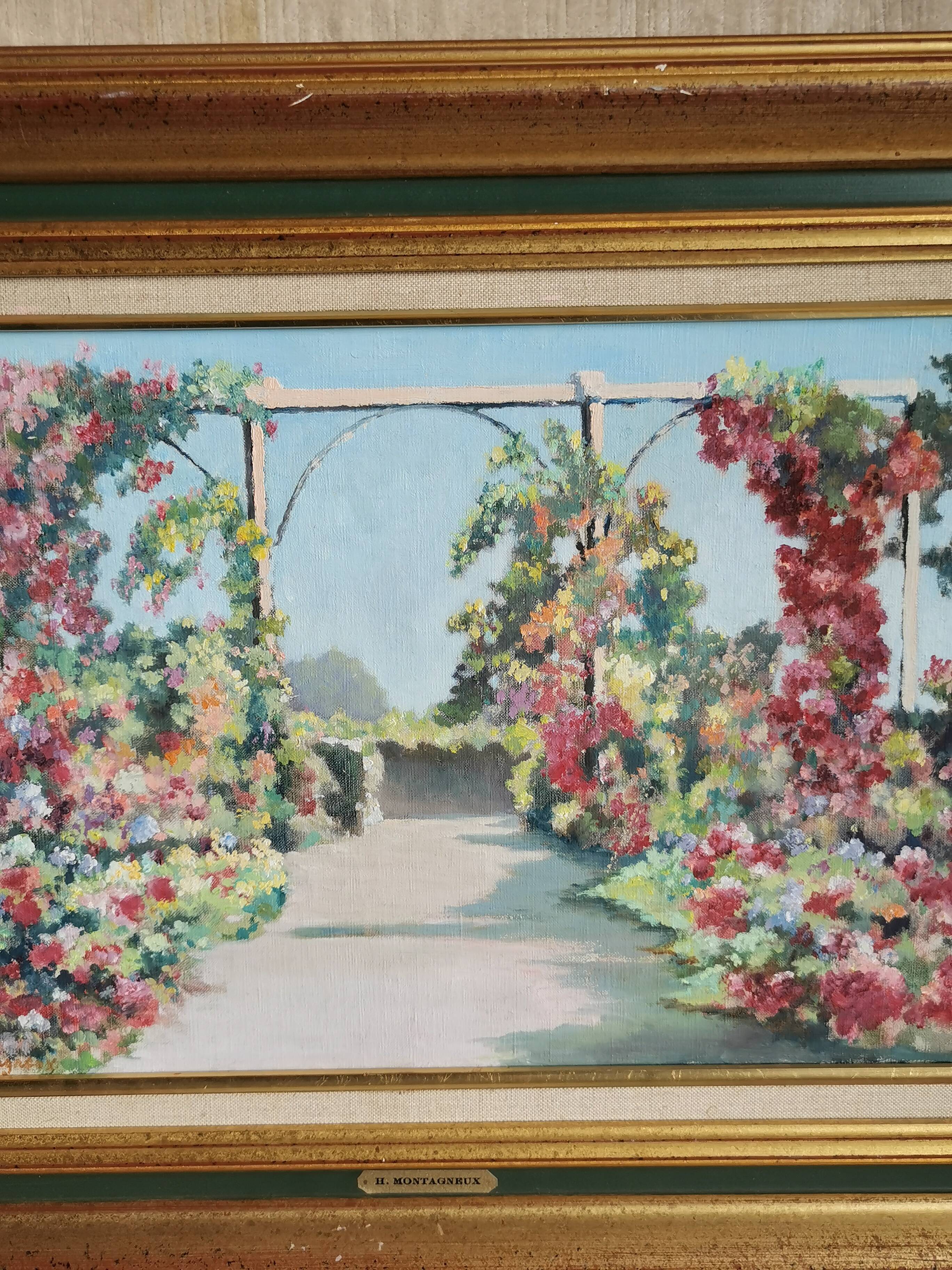 Tableau terrasse fleurie par Montagneux Henri