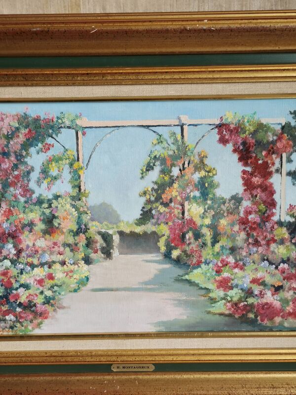 Tableau terrasse fleurie par Montagneux Henri