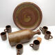 Liqueur or sake service in artisanal glazed stoneware made in France