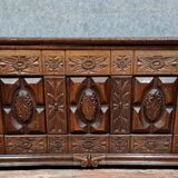 Renaissance gothic style chest in solid oak around 1880