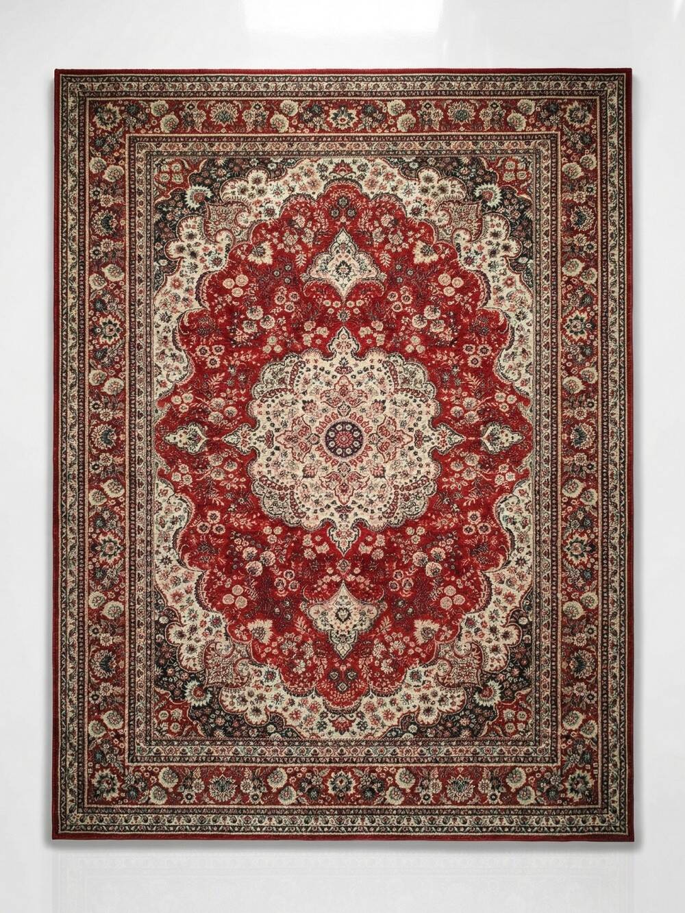 Large vintage carpet pure wool Persian design 240x340cm French made