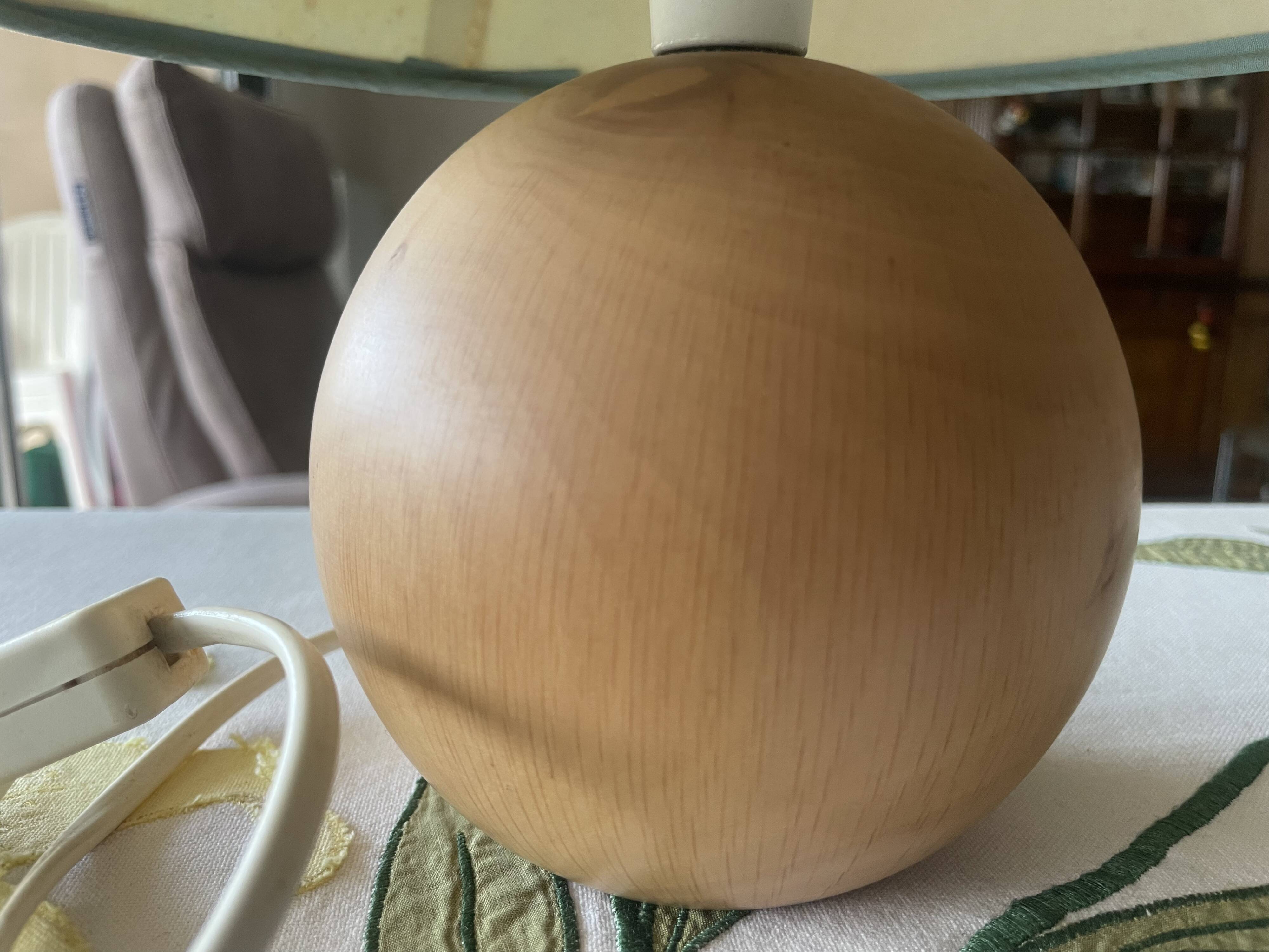 Lampe boule en bois années 70
