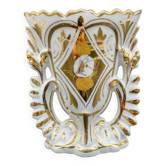 Vase de marié, porcelaine blanche de paris, or, doré, fleurs, décor