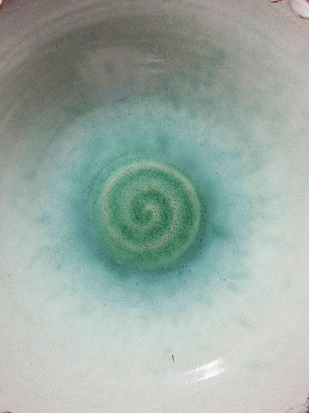 Large Westraven Utrecht vintage glazed terracotta fruit bowl from the 50s