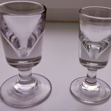 Duo of absinthe glasses thick bottoms artisanal manufacture late nineteenth century