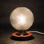 Pair of mid-century glass and wood table lamps, Czechoslovakia, 1970s