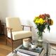 Fauteuil fox velours côtèle crème