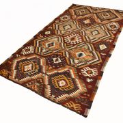 5x9 Dark Red & Cream Turkish Antique Kilim Rug, 150x271Cm