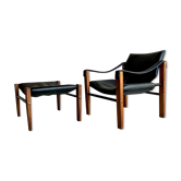 Fauteuil safari et ottoman de Maurice Burke pour Arkana